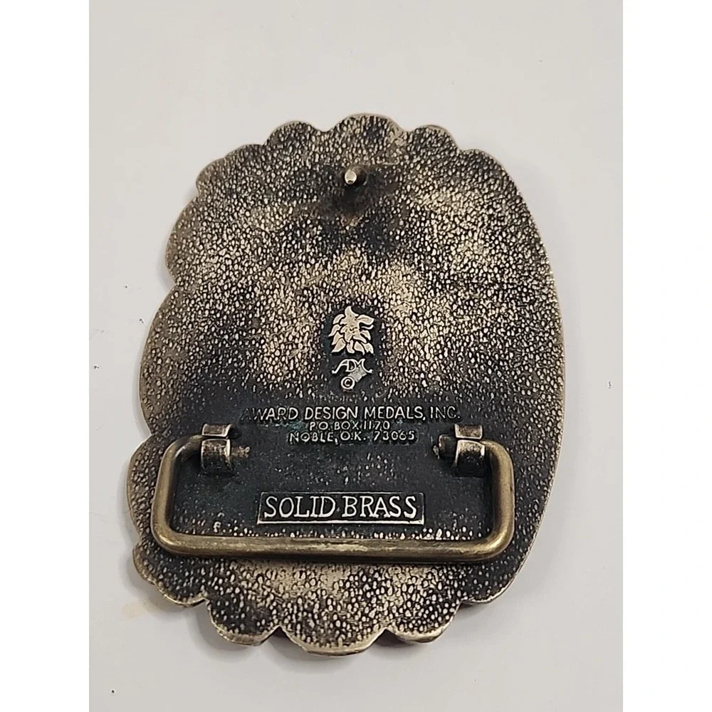 Vintage Article II The Right To Bear Arms‎ Solid Brass Belt Buckle 3.5
